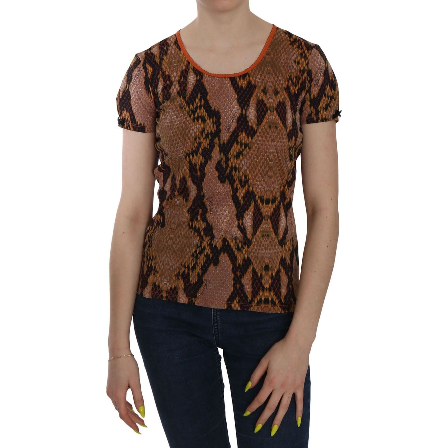 Just Cavalli Snake Skin Print Short Sleeve Top T-shirt TSH3765-44