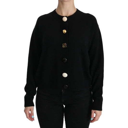 Dolce & Gabbana Black Button Embellished Cardigan Sweater TSH3861-40