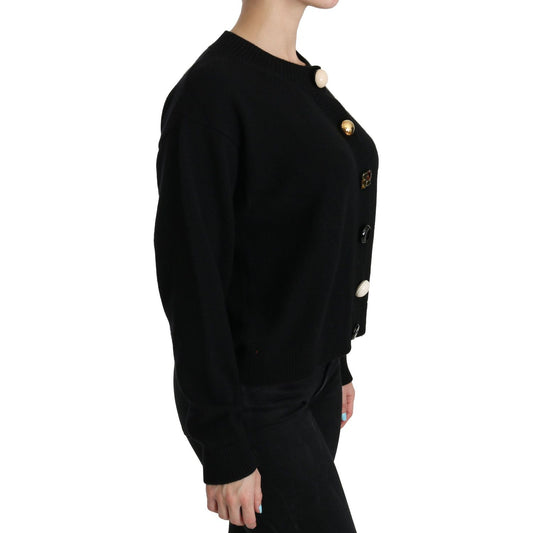 Dolce & Gabbana Black Button Embellished Cardigan Sweater TSH3861-40