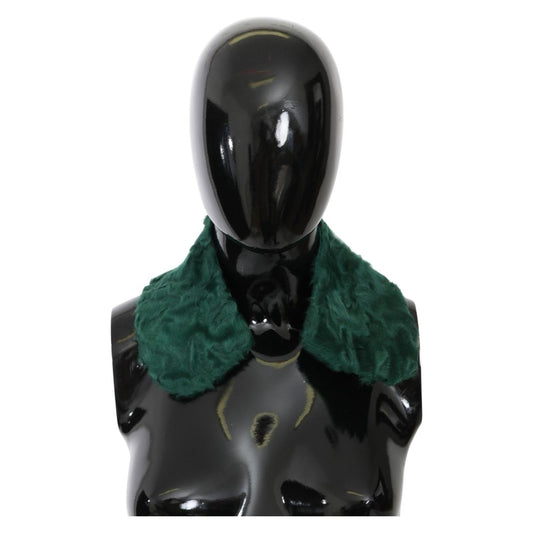 Dolce & Gabbana Green Fur Shoulder Collar Wrap Lambskin Scarf MS5581#2