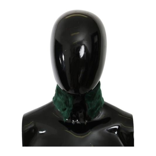 Dolce & Gabbana Green Fur Neck Collar Wrap Lambskin Scarf MS5582