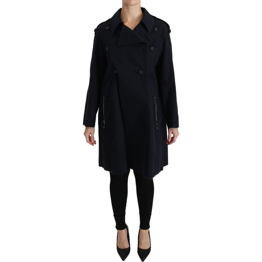 Dolce & Gabbana Coat Blue Cotton Women Trench Jacket JKT2495-36
