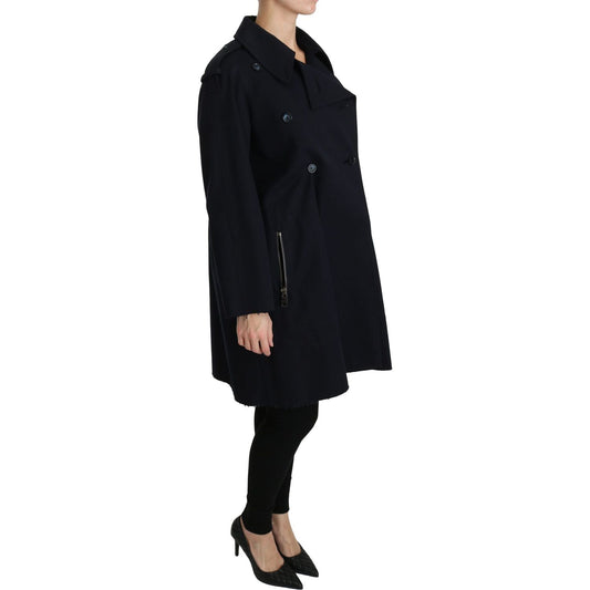 Dolce & Gabbana Coat Blue Cotton Women Trench Jacket JKT2495-36
