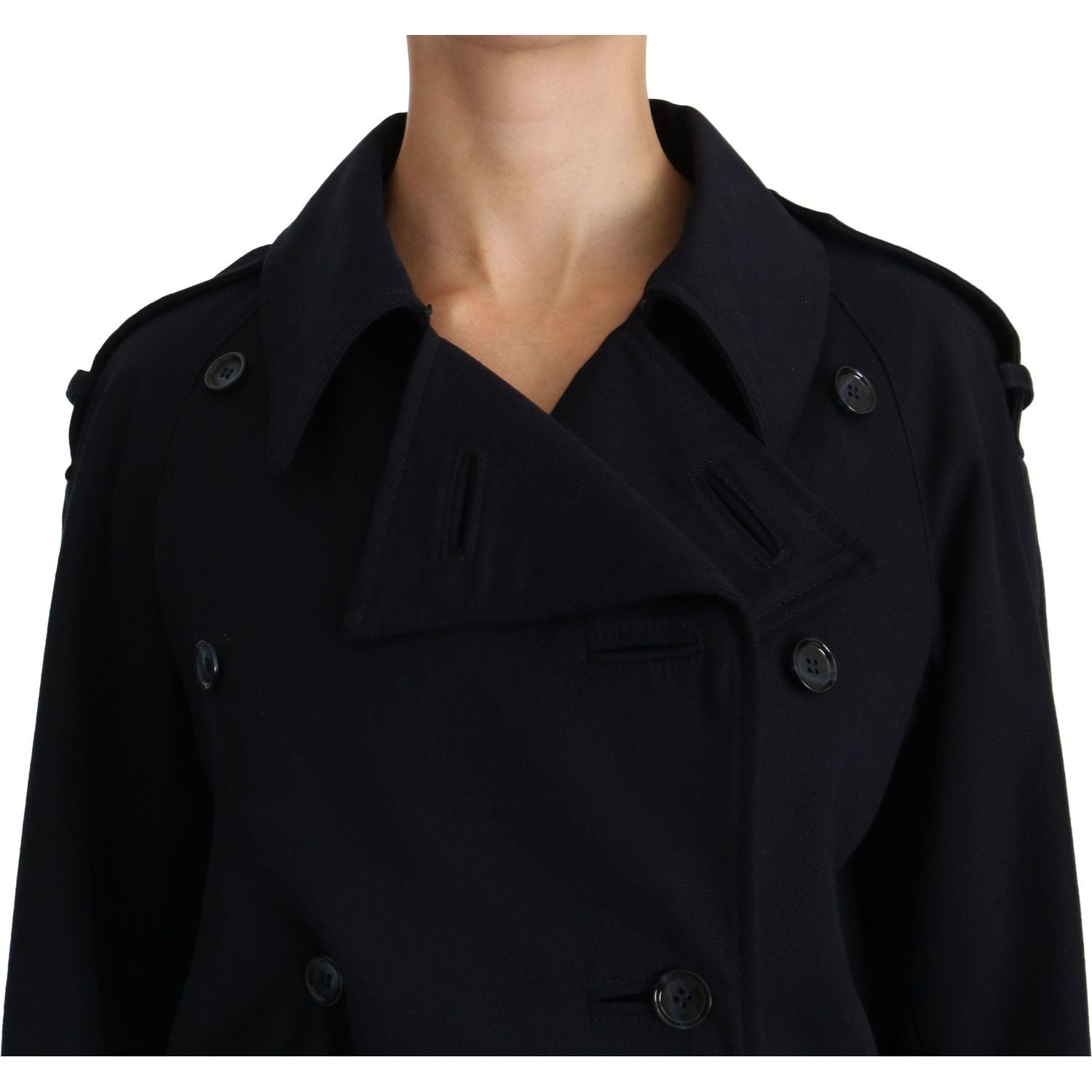 Dolce & Gabbana Coat Blue Cotton Women Trench Jacket