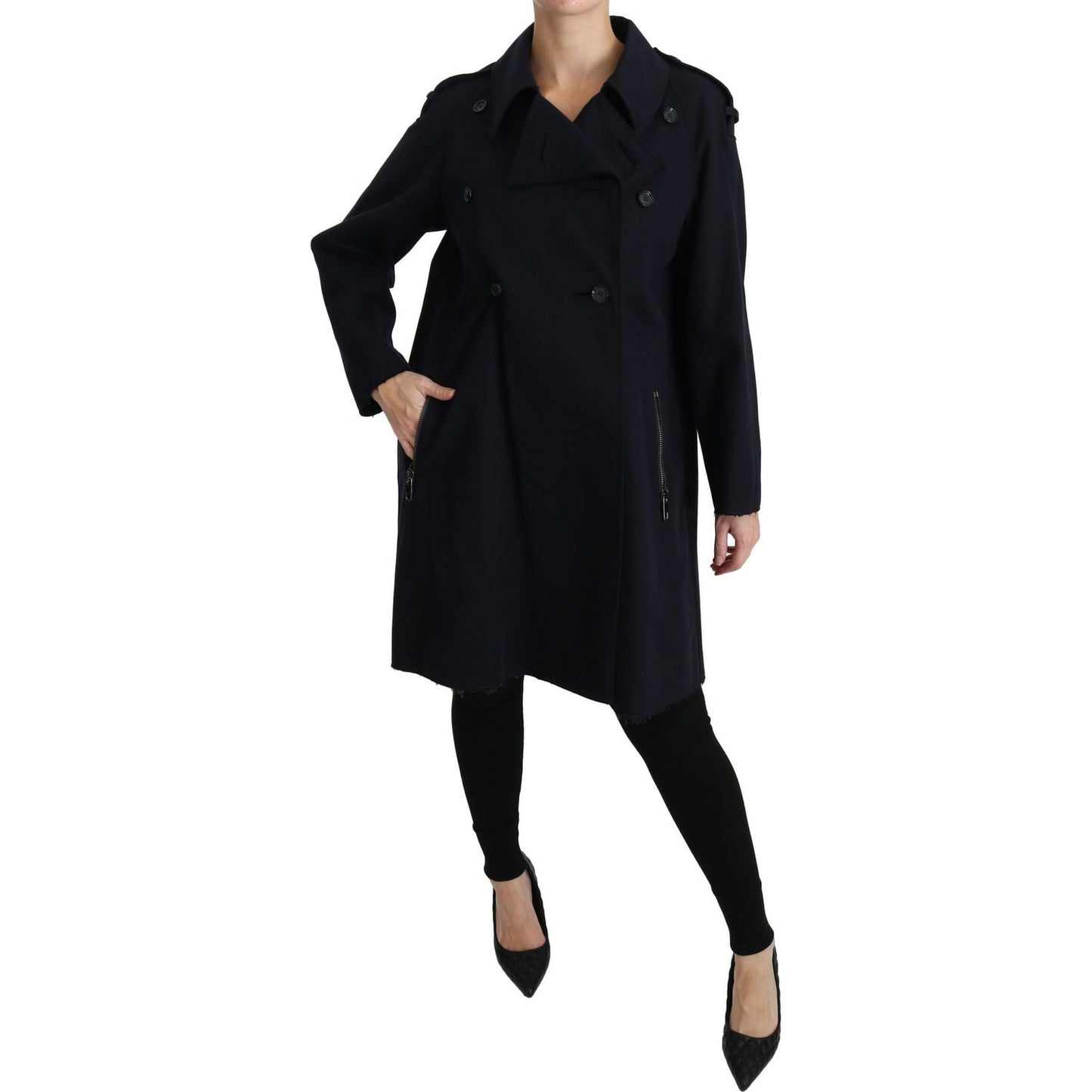 Dolce & Gabbana Coat Blue Cotton Women Trench Jacket JKT2495-36
