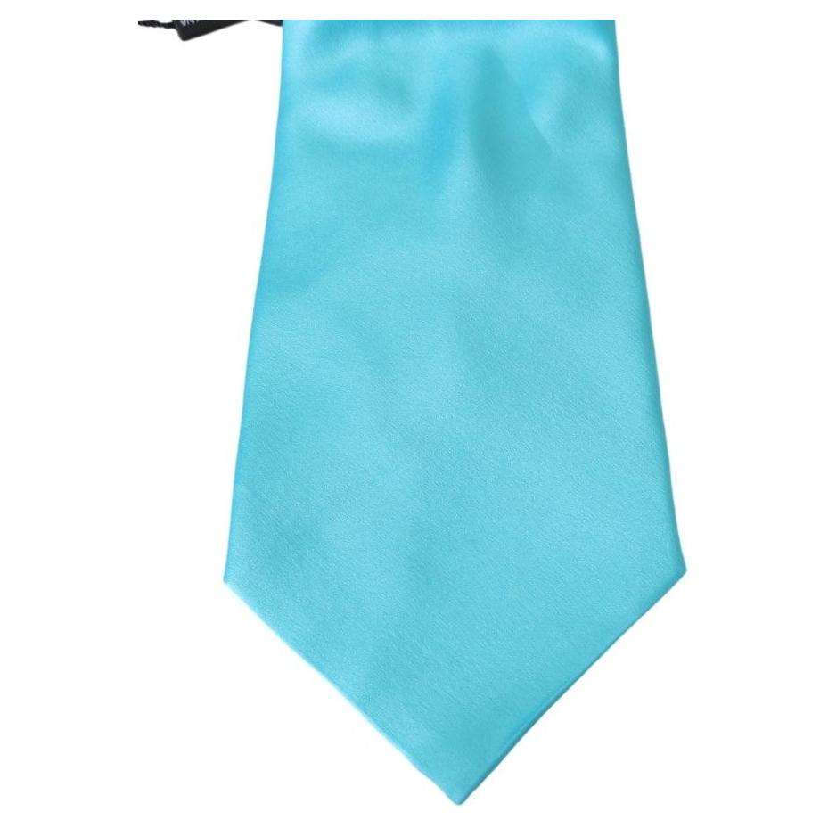 Dolce & Gabbana Light Blue Wide Mens Necktie Accessory 100% Silk Tie