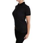 Dolce & Gabbana Black Dotted Collared Polo Shirt Cotton Top TSH4433-36