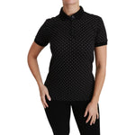 Dolce & Gabbana Black Dotted Collared Polo Shirt Cotton Top TSH4433-36