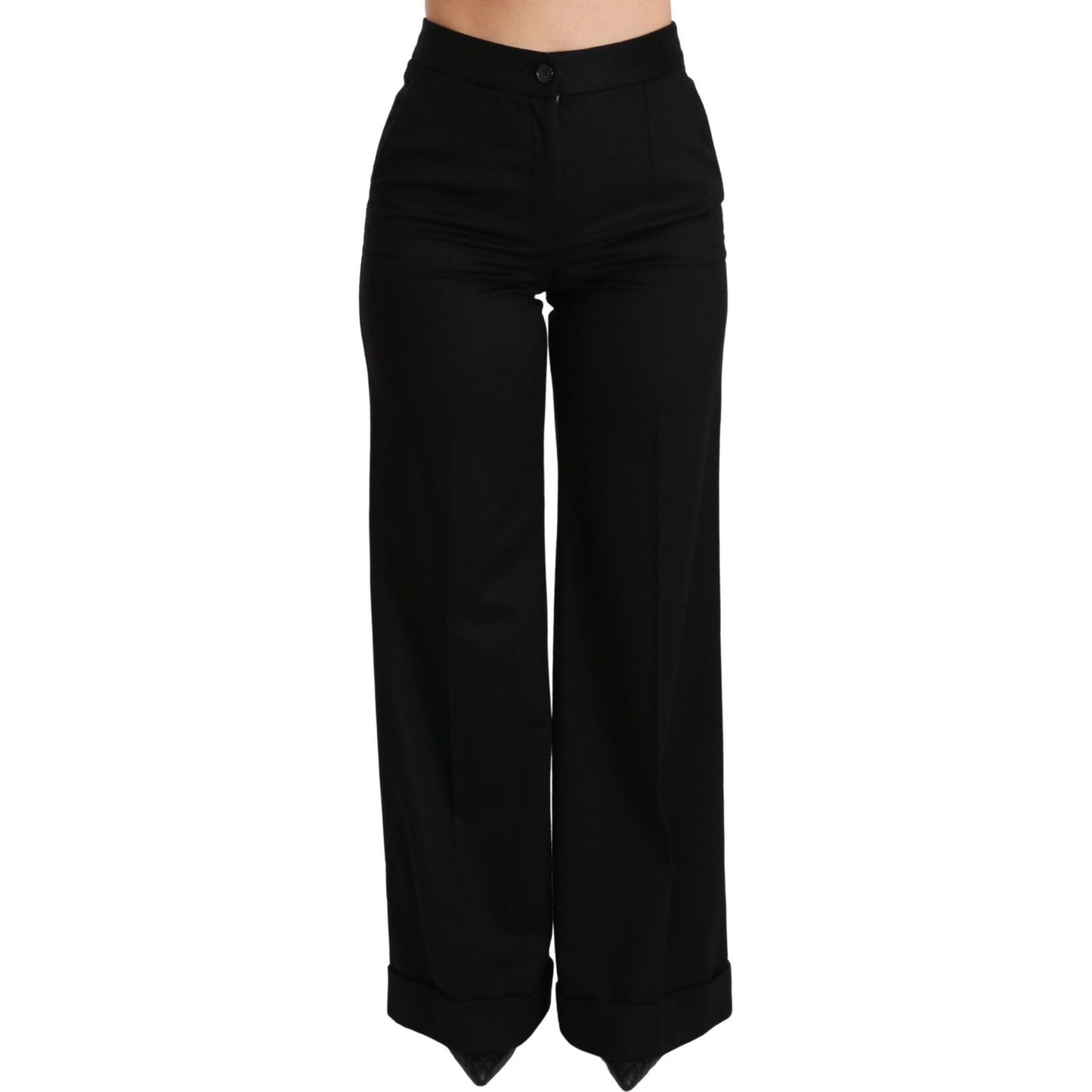 Dolce & Gabbana Black Wide Leg Flared Trouser Cashmere Pants Jeans & Pants