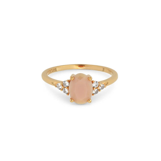 Elegant gold ring with pink gemstone and diamonds - 24KAE JEWELS JEWELRY Mod. 12405Y/48