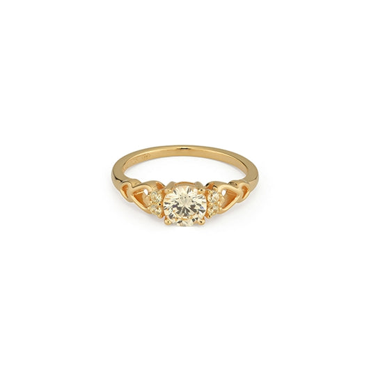 24KAE JEWELS JEWELRY Mod. 12444Y/58 gold ring with central diamond and two side stones
