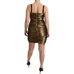 Dolce & Gabbana Nylon Bronze Bodycon Sheath Mini Dress