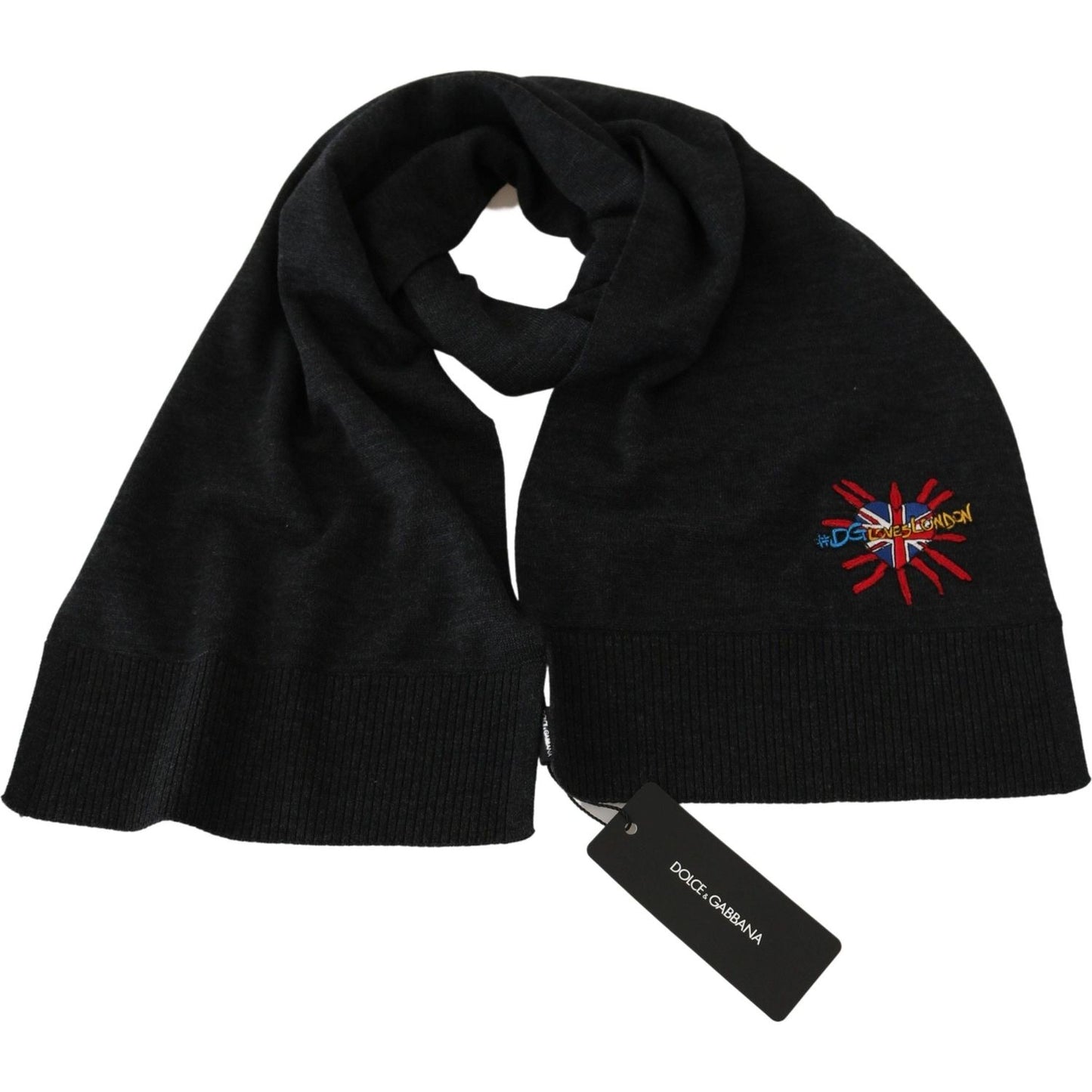 Dolce & Gabbana Gray #DGLovesLondon Wrap Shawl Wool Scarf Wool Wrap Shawls
