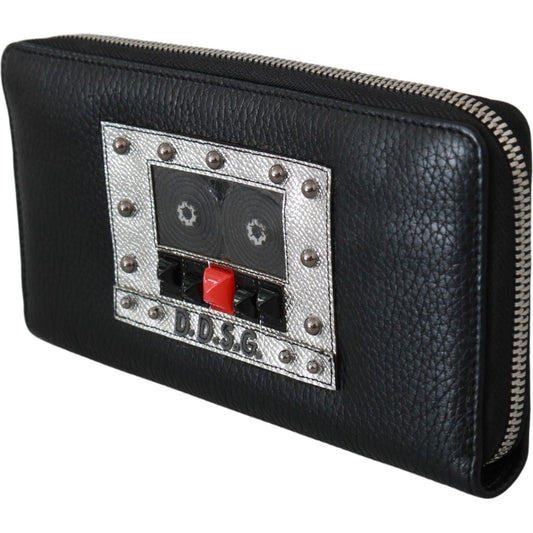 Dolce & Gabbana Black Mens Zipper Continental Purse 100% Leather Wallet Purse