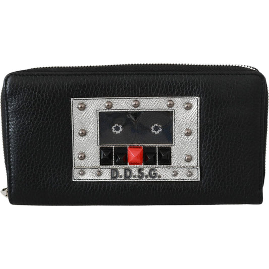 Dolce & Gabbana Black Mens Zipper Continental Purse 100% Leather Wallet Purse