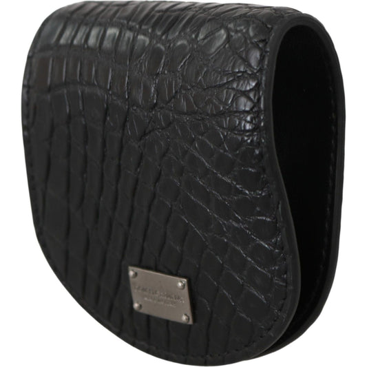 Dolce & Gabbana Black Exotic Skin Pocket Condom Case Holder Condom Case