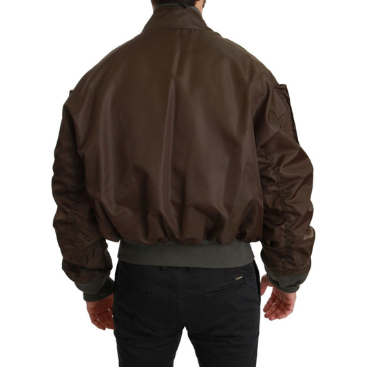 Dolce & Gabbana Brown Beaded Crown Skull Logo Jacket JKT2541-44