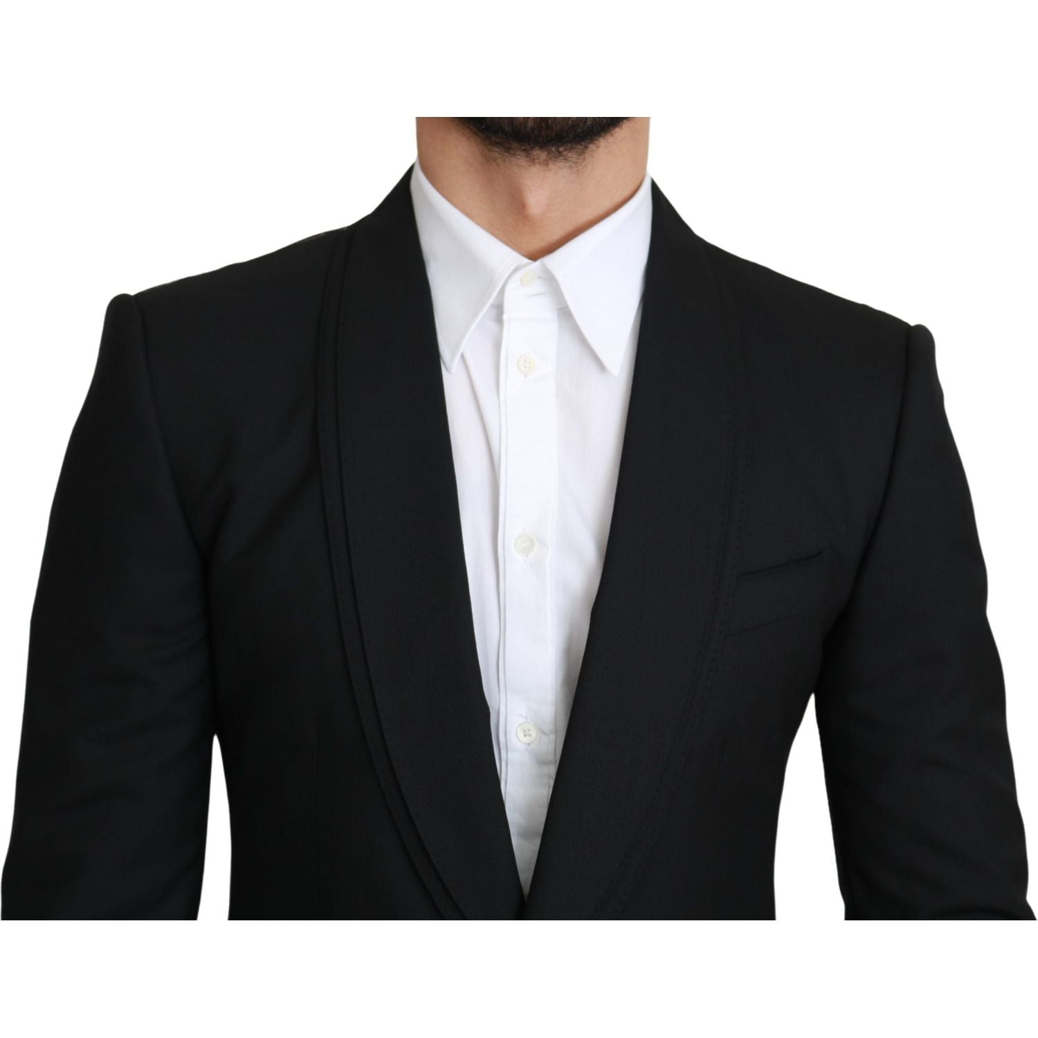 Dolce & Gabbana Black Single Breasted Formal Wool Blazer