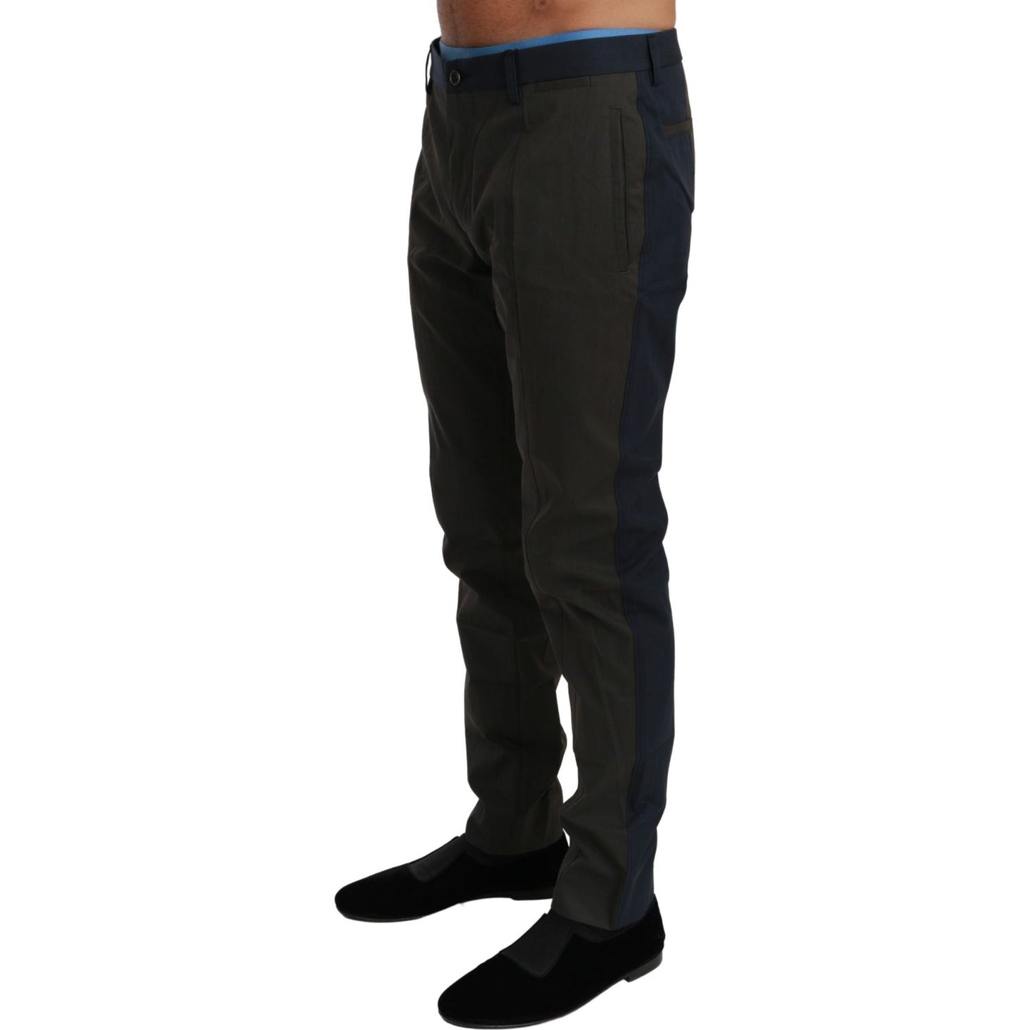 Dolce & Gabbana Blue Gray Stripes Trouser Cotton Pants