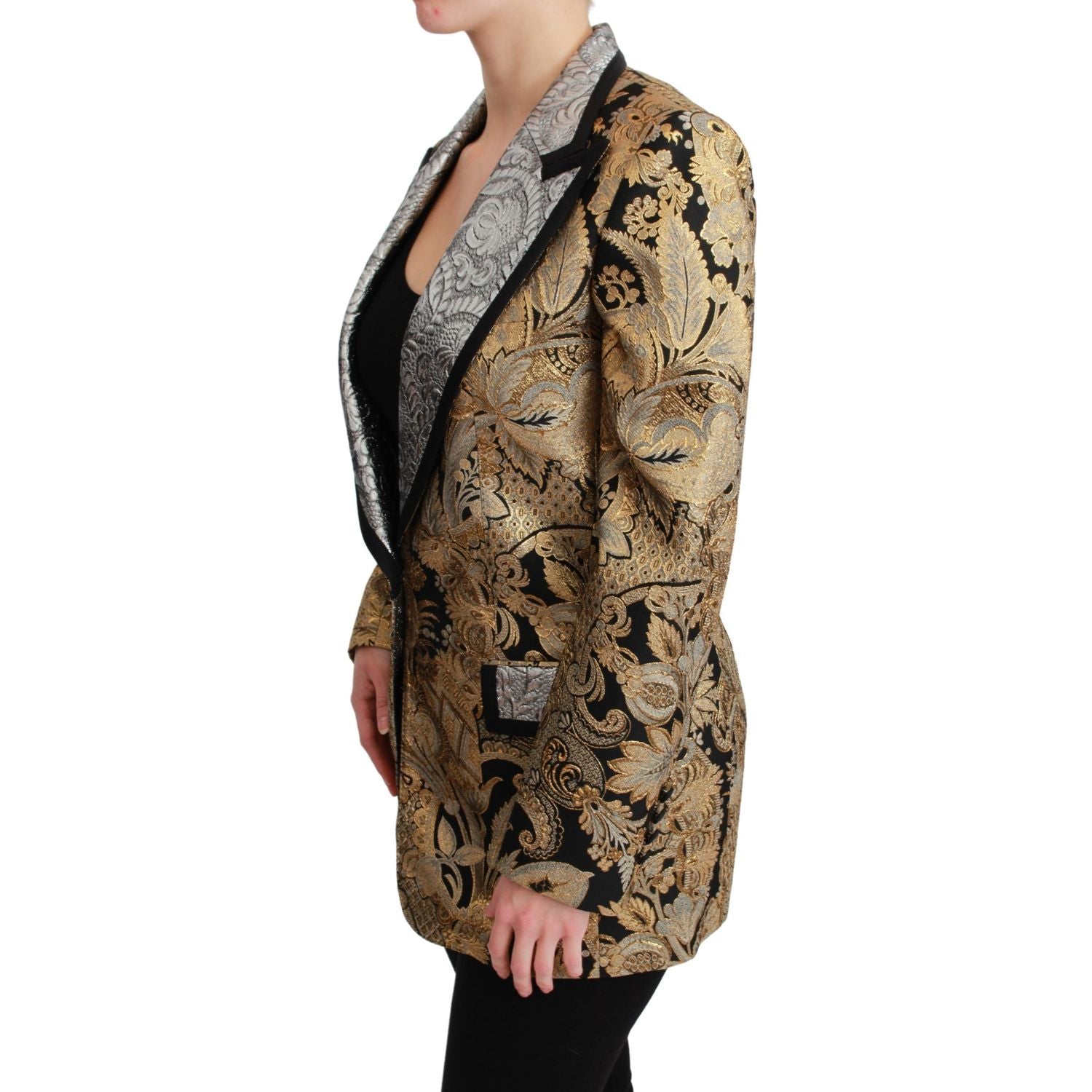 Dolce & Gabbana Black Gold Jacquard Blazer Jacket