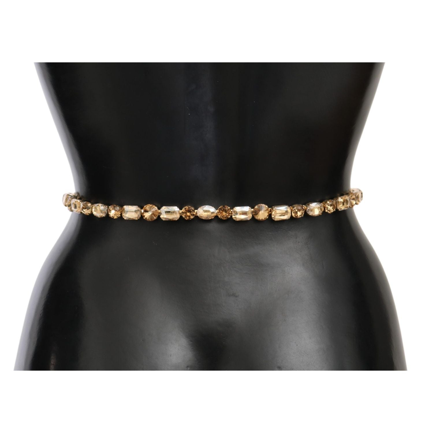 Dolce & Gabbana White Leather Crystals Waist Belt