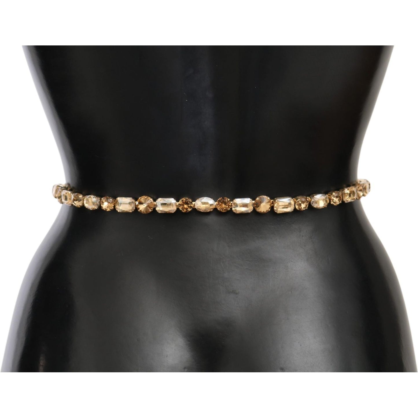 Dolce & Gabbana White Leather Crystals Waist Belt