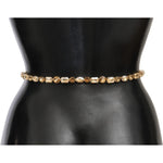 Dolce & Gabbana White Leather Crystals Waist Belt