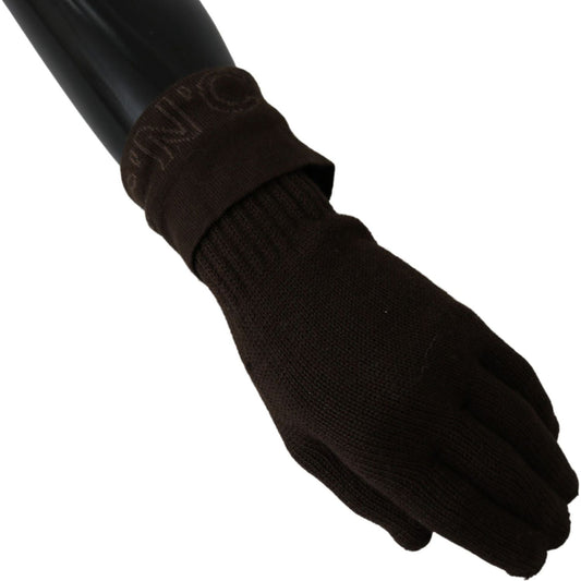 Costume National Brown Wool Knitted One Size Wrist Length Gloves LB3012