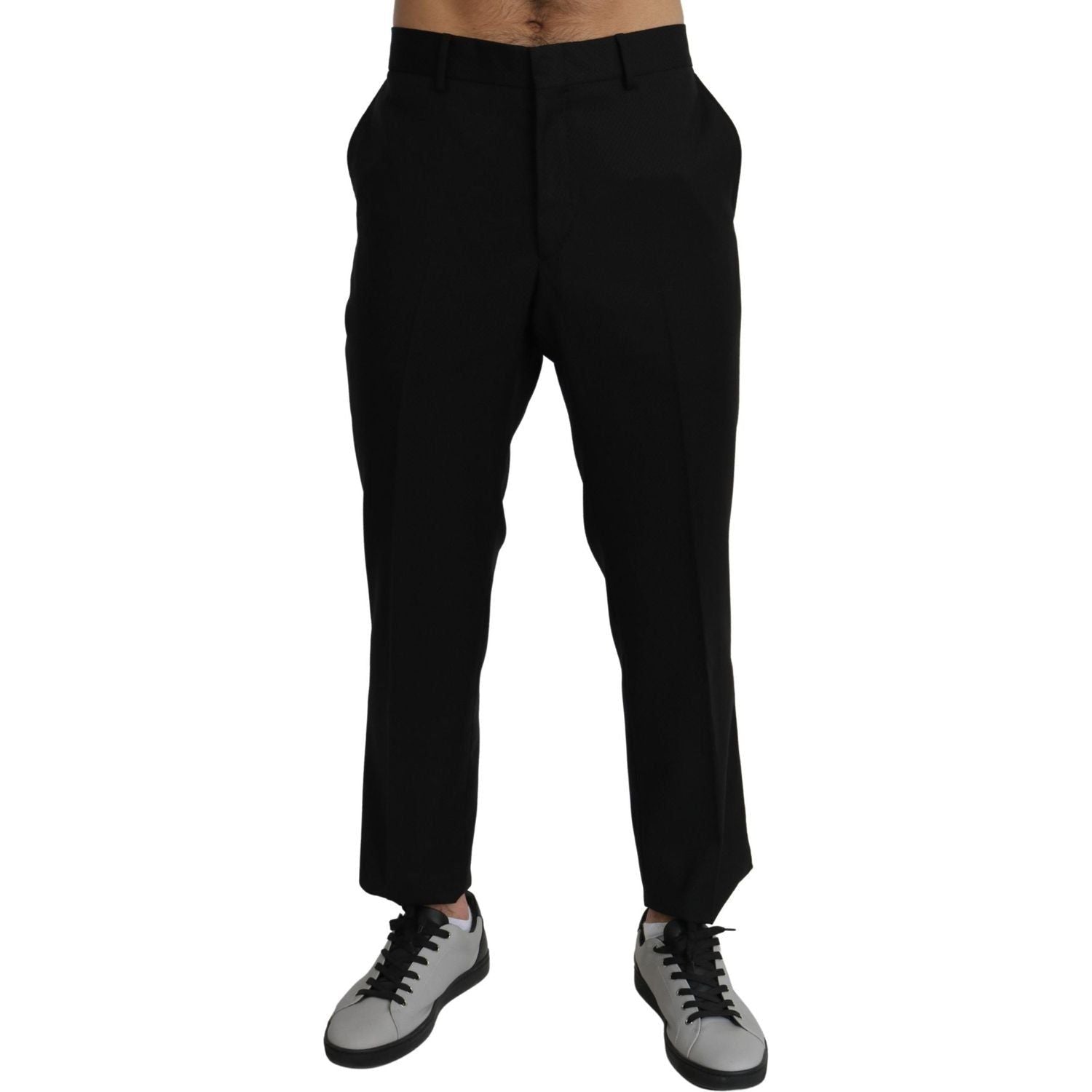 Dolce & Gabbana Black Cotton Wool Formal Dress Pants