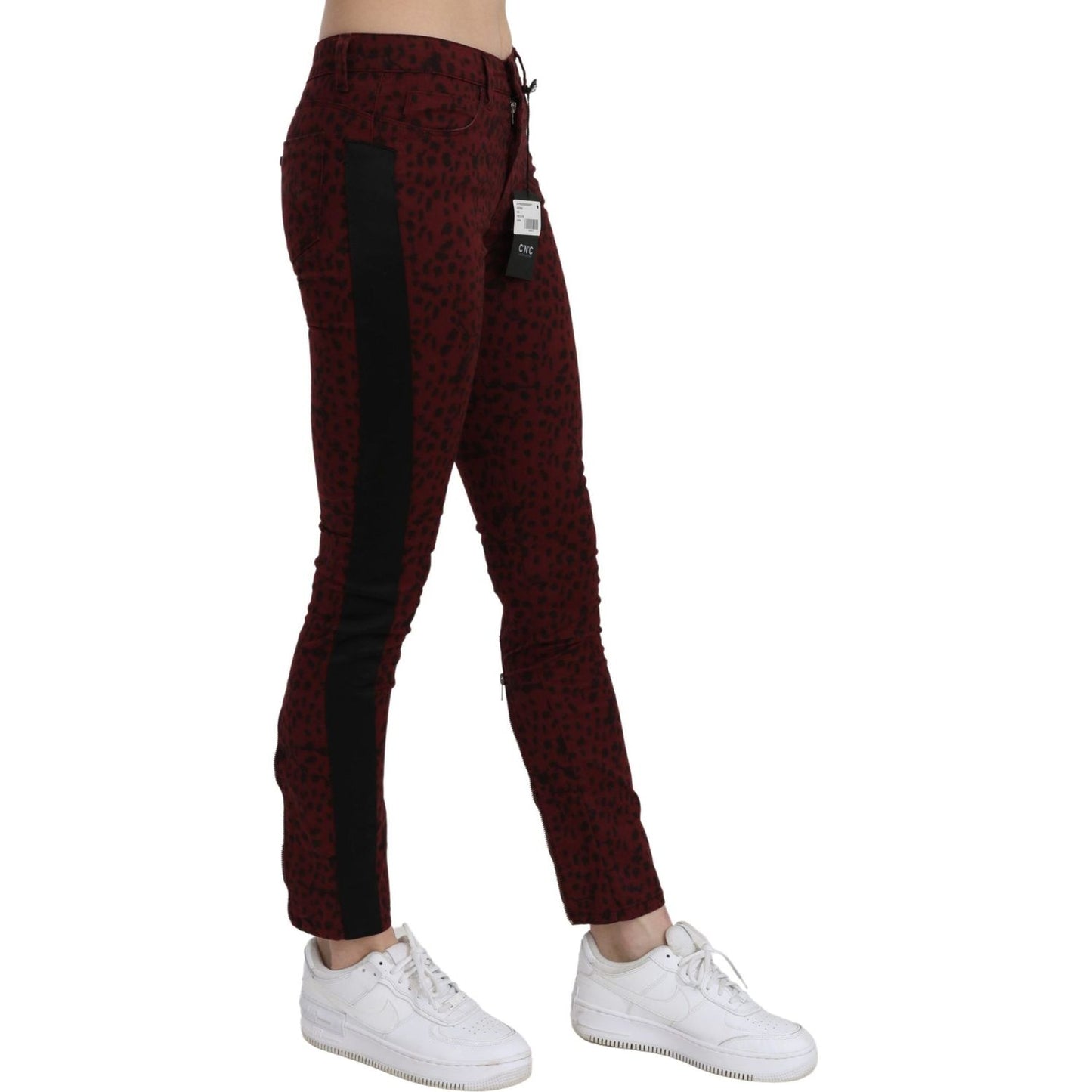 Costume National Dark Red Mid Waist Slim Fit Cotton Jeans