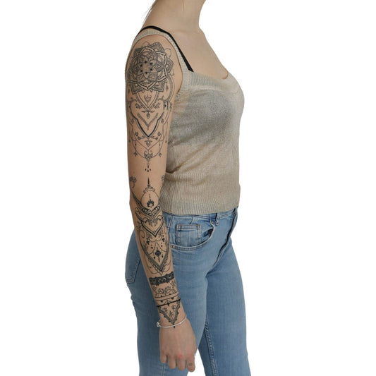 BYBLOS Beige Sleeveless Spaghetti Strap Tank See Through Top TSH4383-46