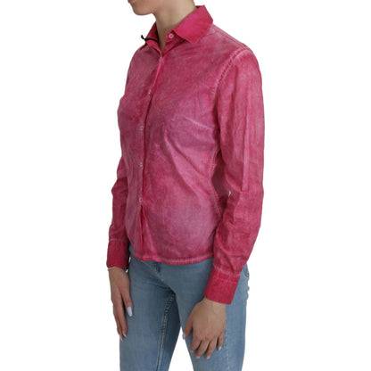 Ermanno Scervino Pink Collared Long Sleeve Shirt Blouse Top