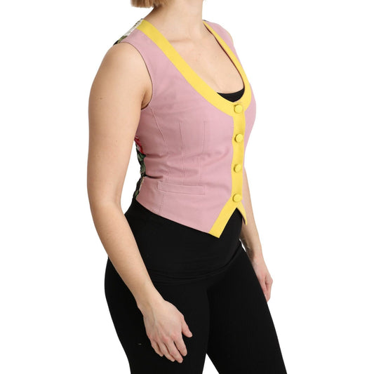 Dolce & Gabbana Pink Sleeveless Waistcoat Vest Cotton Top TSH4851-38