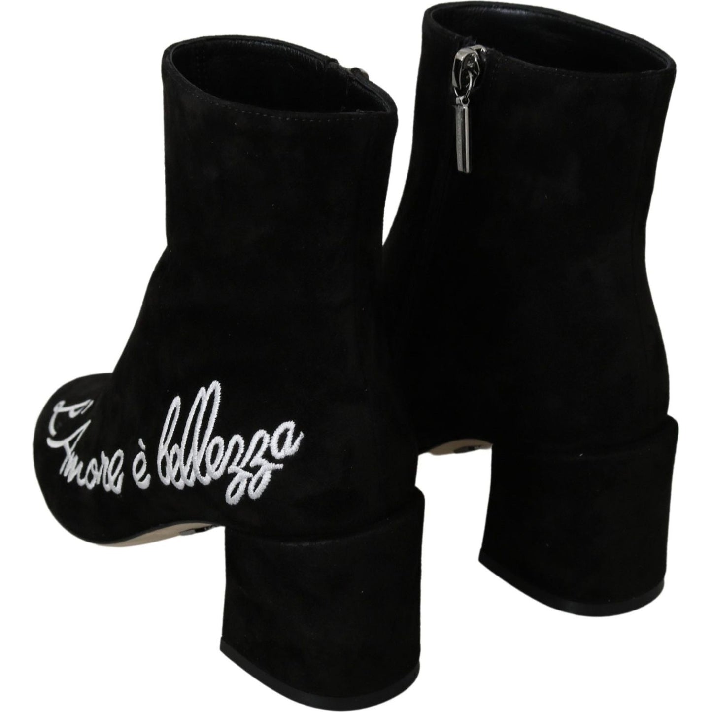 Dolce & Gabbana Black Suede L'Amore E'Bellezza Boots Shoes