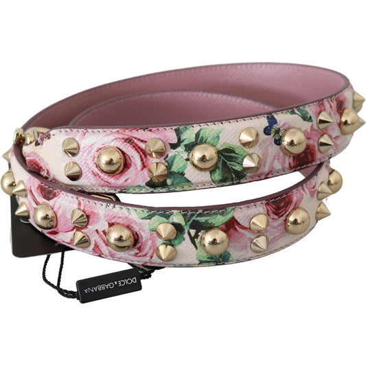 Dolce & Gabbana Chic Floral Pink Leather Shoulder Strap BEL60708