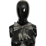 Dolce & Gabbana Elegant Silver Silk Bowtie Necklace Dolce & Gabbana Black