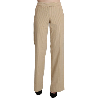 Ermanno Scervino Beige High Waist Flared Wide Leg Trouser Pants Jeans & Pants