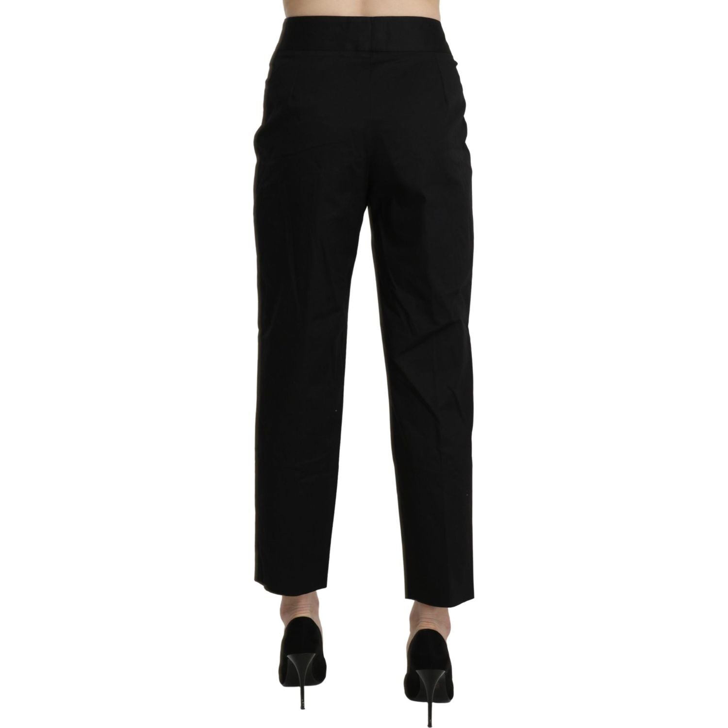 BENCIVENGA Black High Waist Straight Cropped Dress Pants