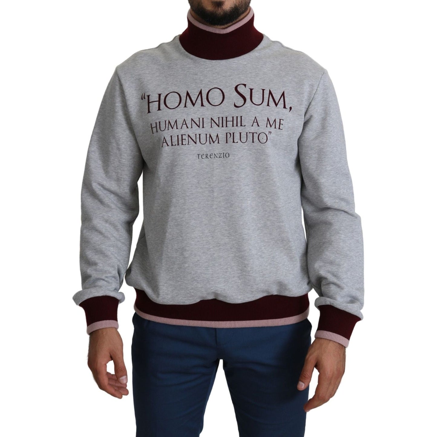 Dolce & Gabbana Gray Homo Sum Turtleneck Pullover Sweater TSH5413-50