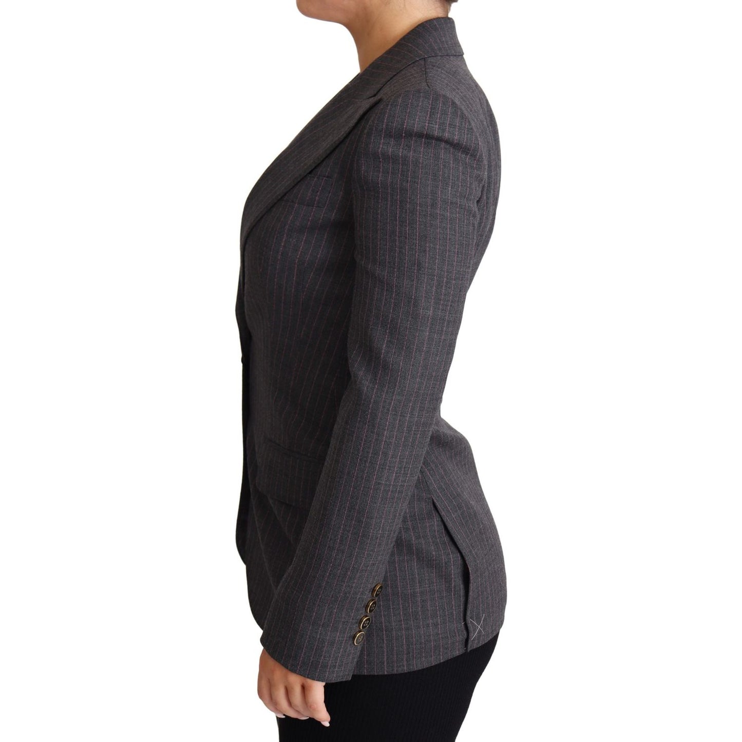 Dolce & Gabbana Gray Single Breasted Fitted Blazer Wool Jacket