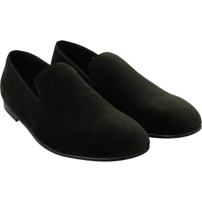 Dolce & Gabbana Green Velvet Slip On Mens Loafers Shoes