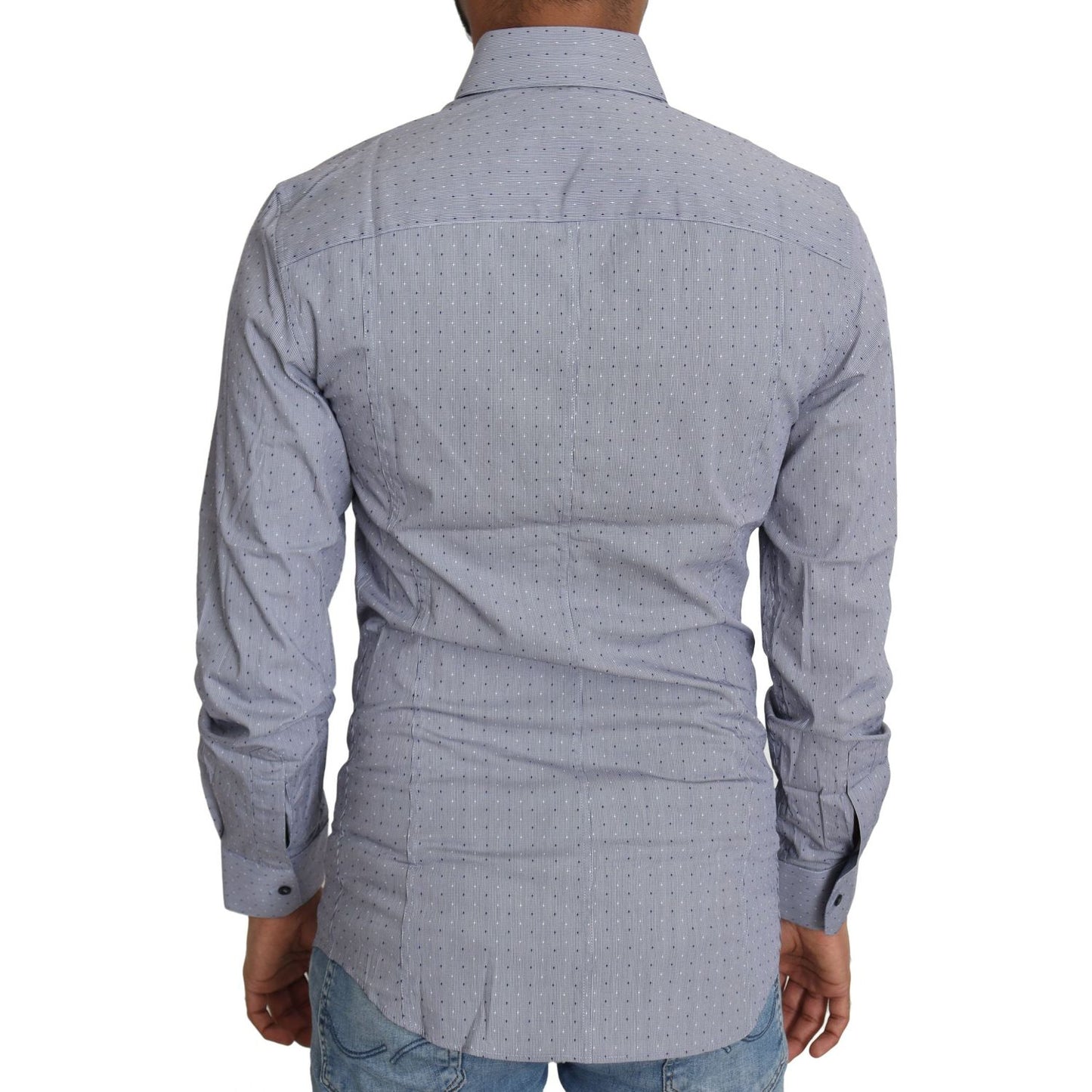 Dolce & Gabbana Gray Dotted Semi Fitted Formal SICILIA Shirt