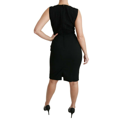 Dolce & Gabbana Black Floral Lace Sheath Gown Dress