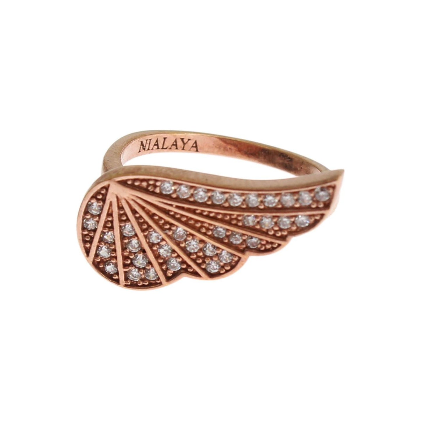 Nialaya Pink Gold 925 Silver Womens Clear CZ Ring Ring