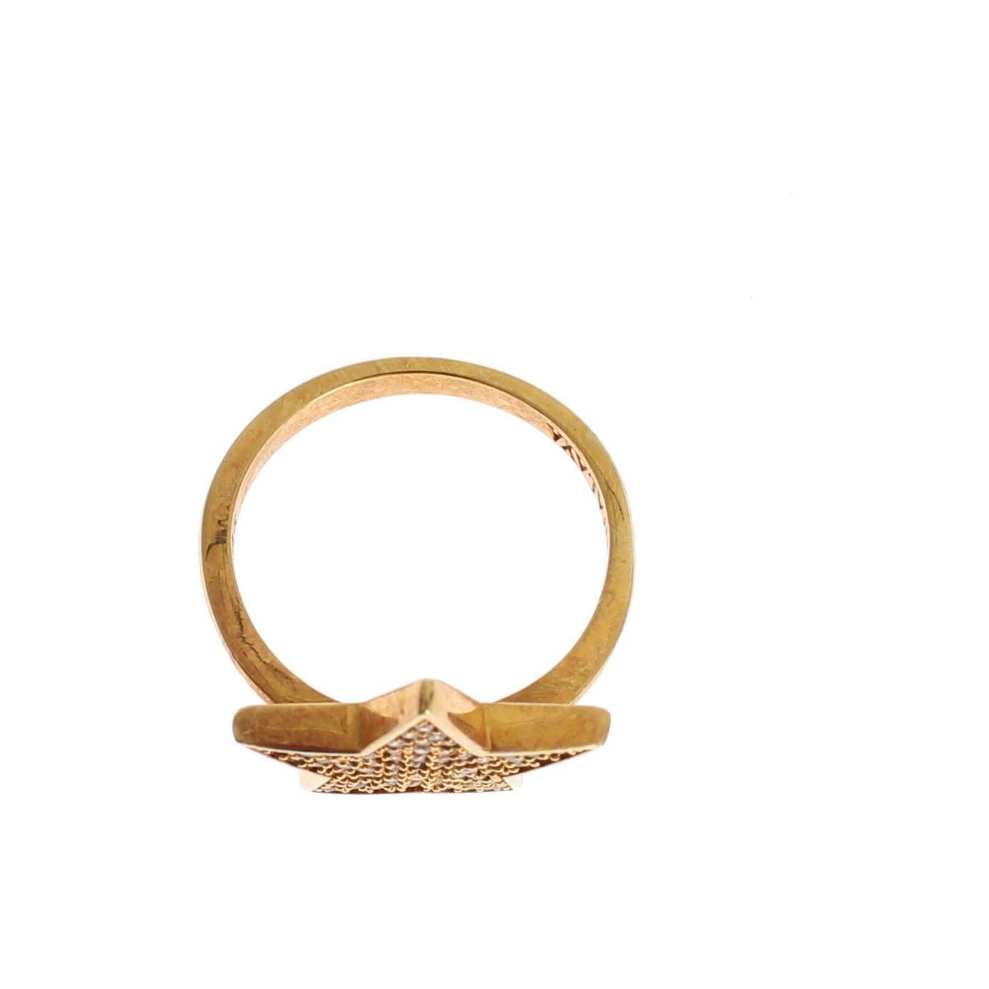 Nialaya Star Gold 925 Silver Womens Clear Ring Ring