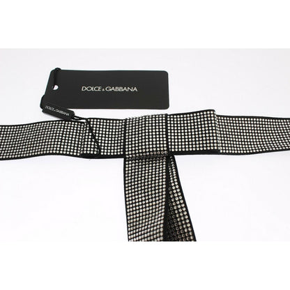 Dolce & Gabbana Black Silk Clear Crystal Bow Waist Belt WOMAN BELTS