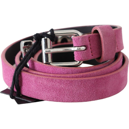 Just Cavalli Pink Silver Chrome Metal Buckle Waist Belt Belt