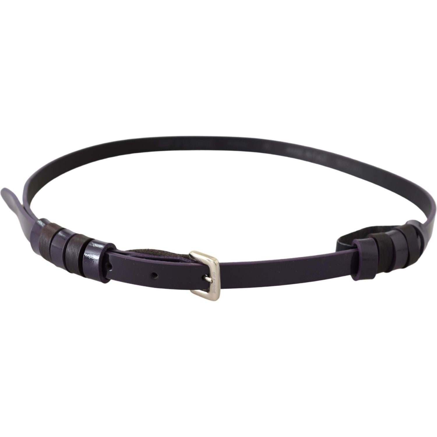 GF Ferre Black Leather Thin Gold Metal Chrome Buckle Belt