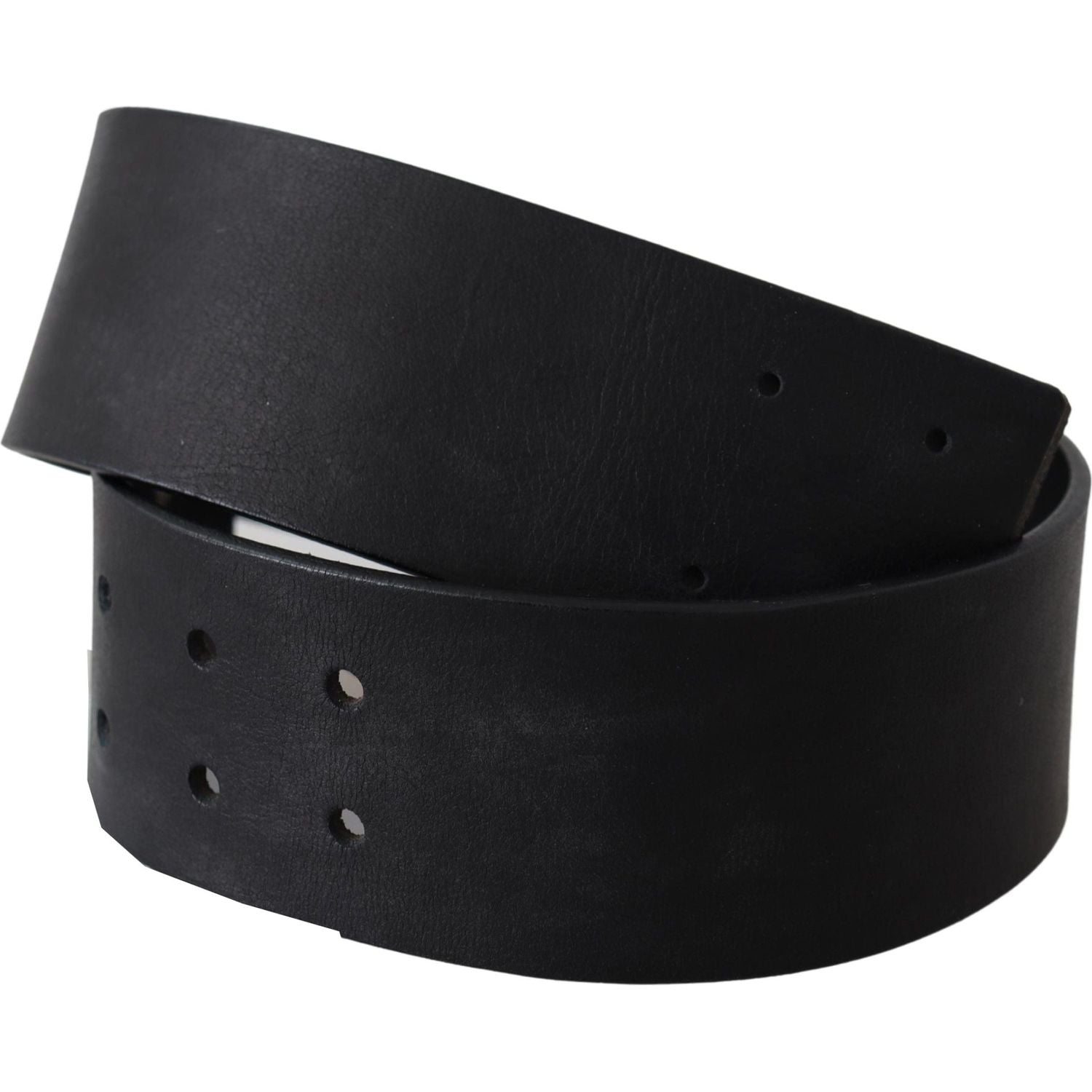 GF Ferre Black Genuine Leather Wide Logo Waist Belt