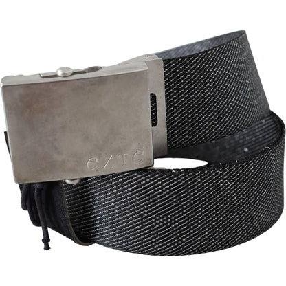 Exte Black Silver Metal Brushed Buckle Waist Belt Belt